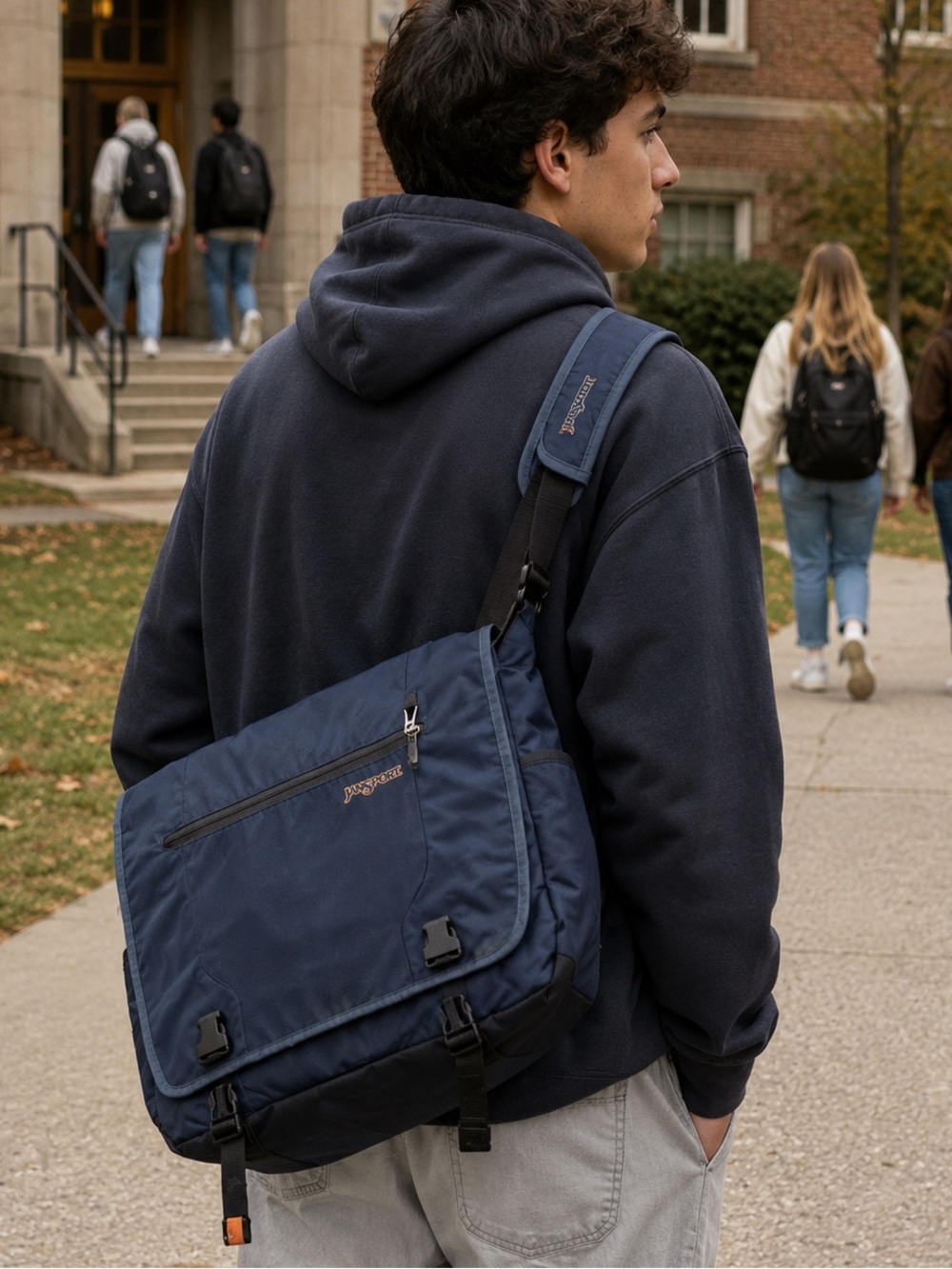 JANSPORT messenger bag Backpack Navy Laptop pocket